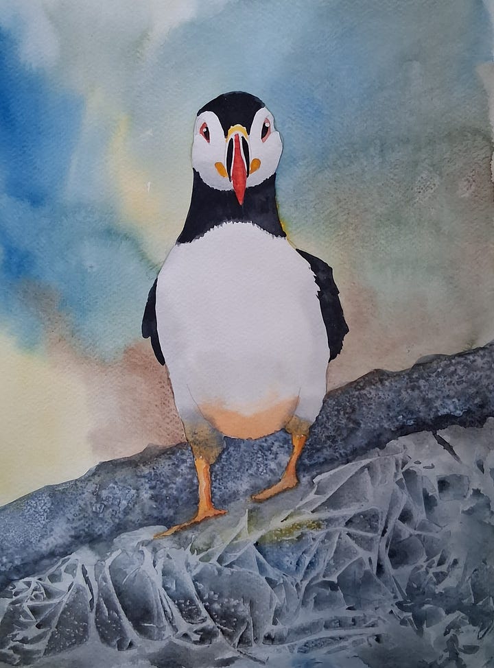 Art in Brittany Class watercolour projects.