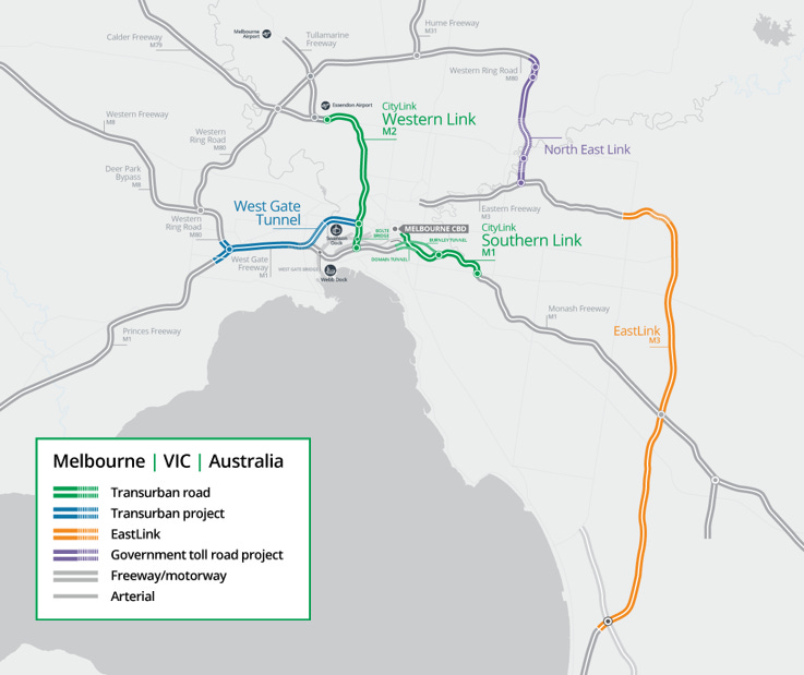 Map of Melbourne’s Toll Roads and other Freeways Map of Melbourne’s Toll Roads and other Freeways
