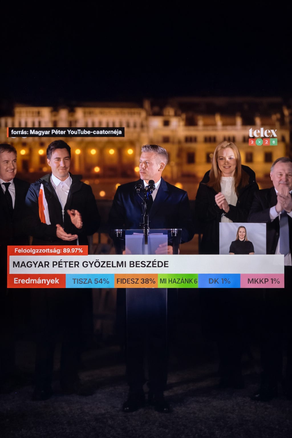 Magyar Peter speaking in front of Parliament after winning 2026 Hungarian Election Magyar Peter speaking in front of Parliament after winning 2026 Hungarian Election
