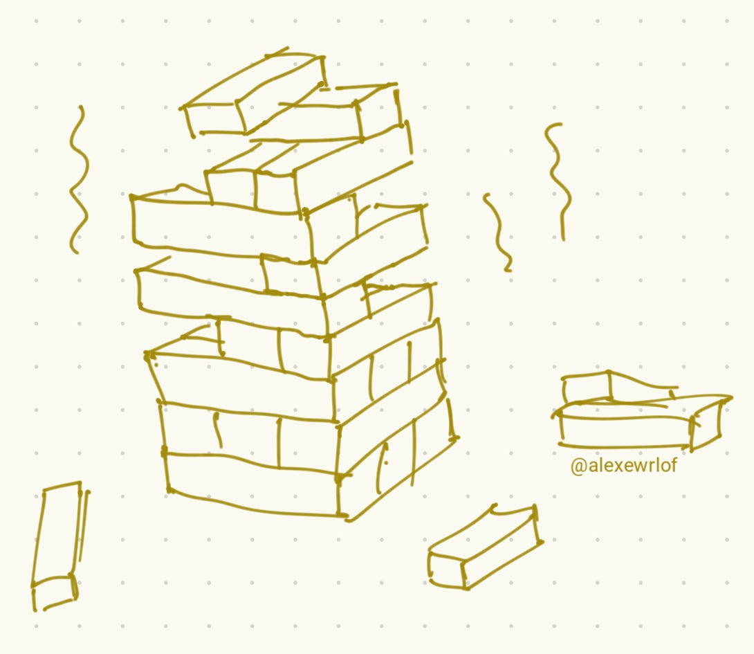 Jenga tower falling