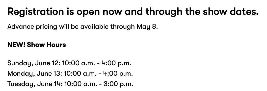 Summer Fancy Food Show Registration