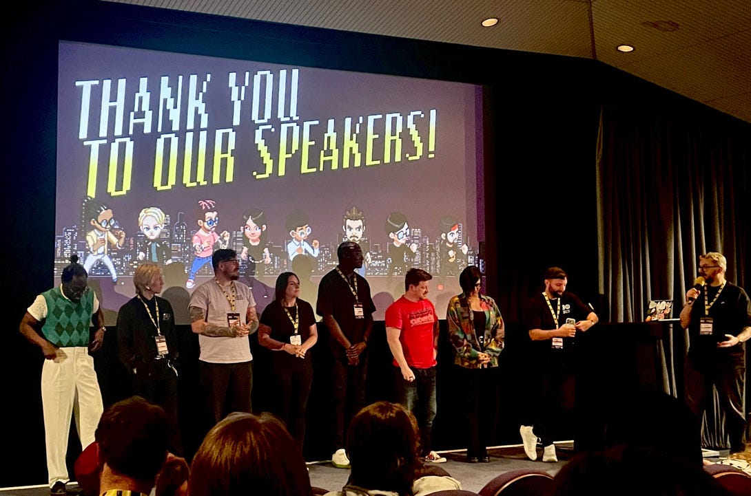 The eight speakers on stage at the end of the day at Bristol's Web Dev Conf 2025. The eight speakers on stage at the end of the day at Bristol's Web Dev Conf 2025.