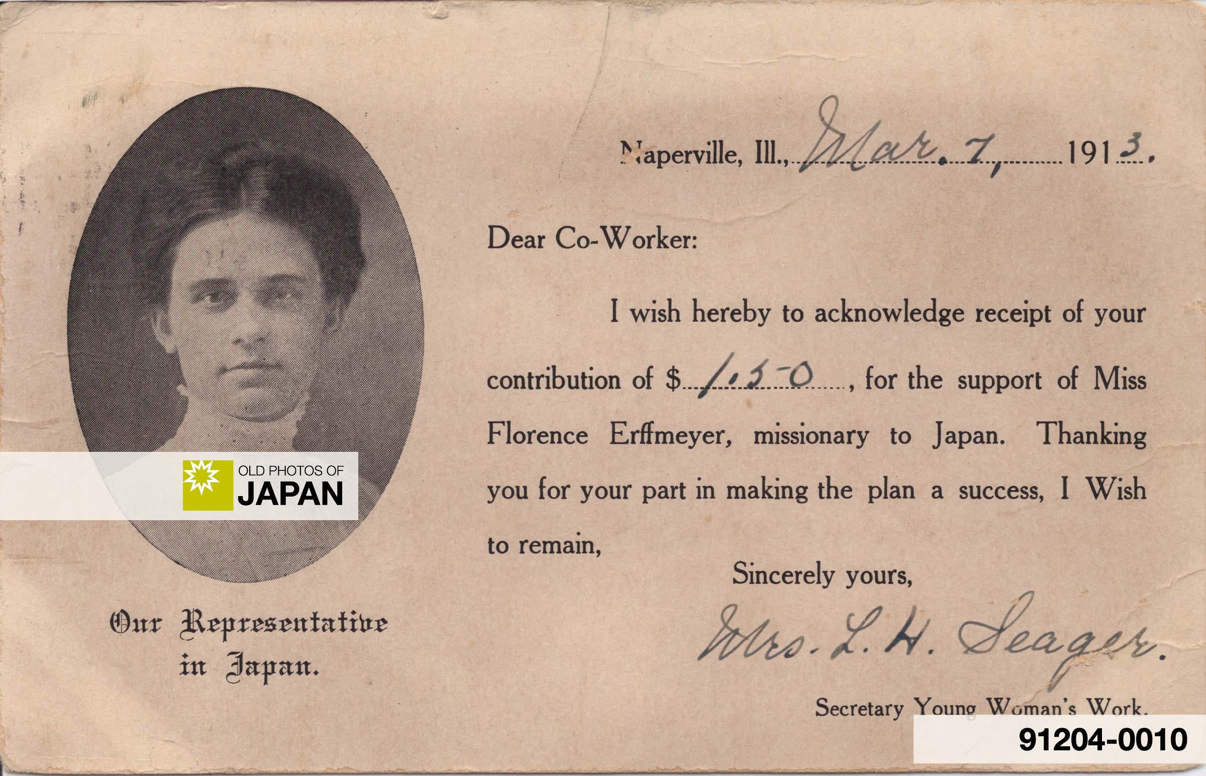 Missionary Work Receipt, 1913 Missionary Work Receipt, 1913