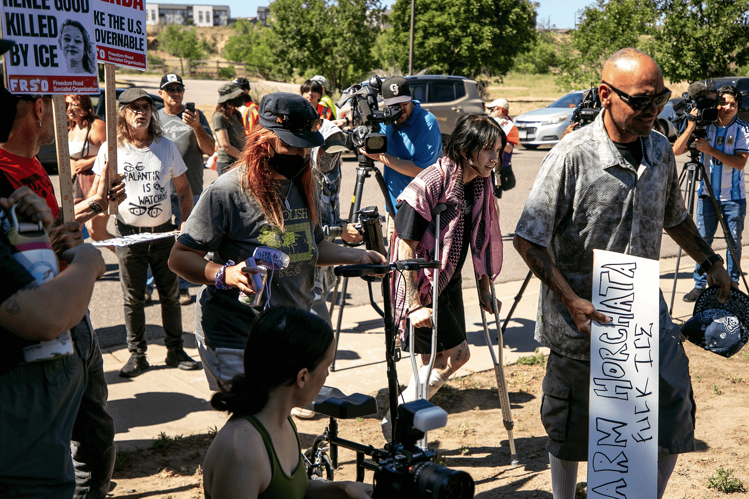 Woman shot outside Aurora ICE facility returns to protest Woman shot outside Aurora ICE facility returns to protest