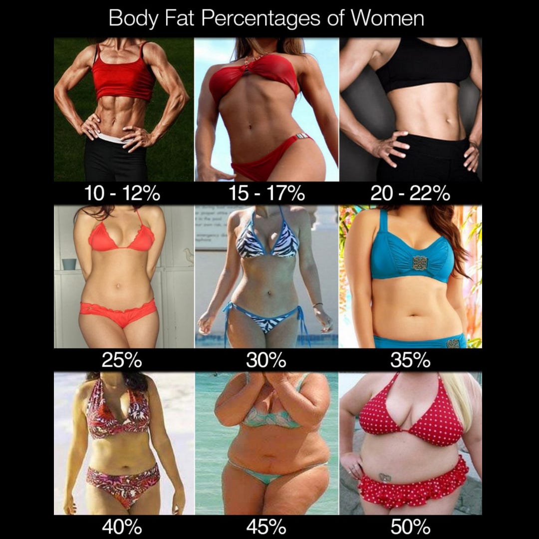Body Fat percentage chart for women