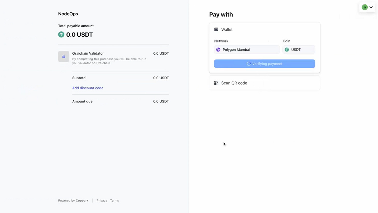 Make the payment for your validator node
