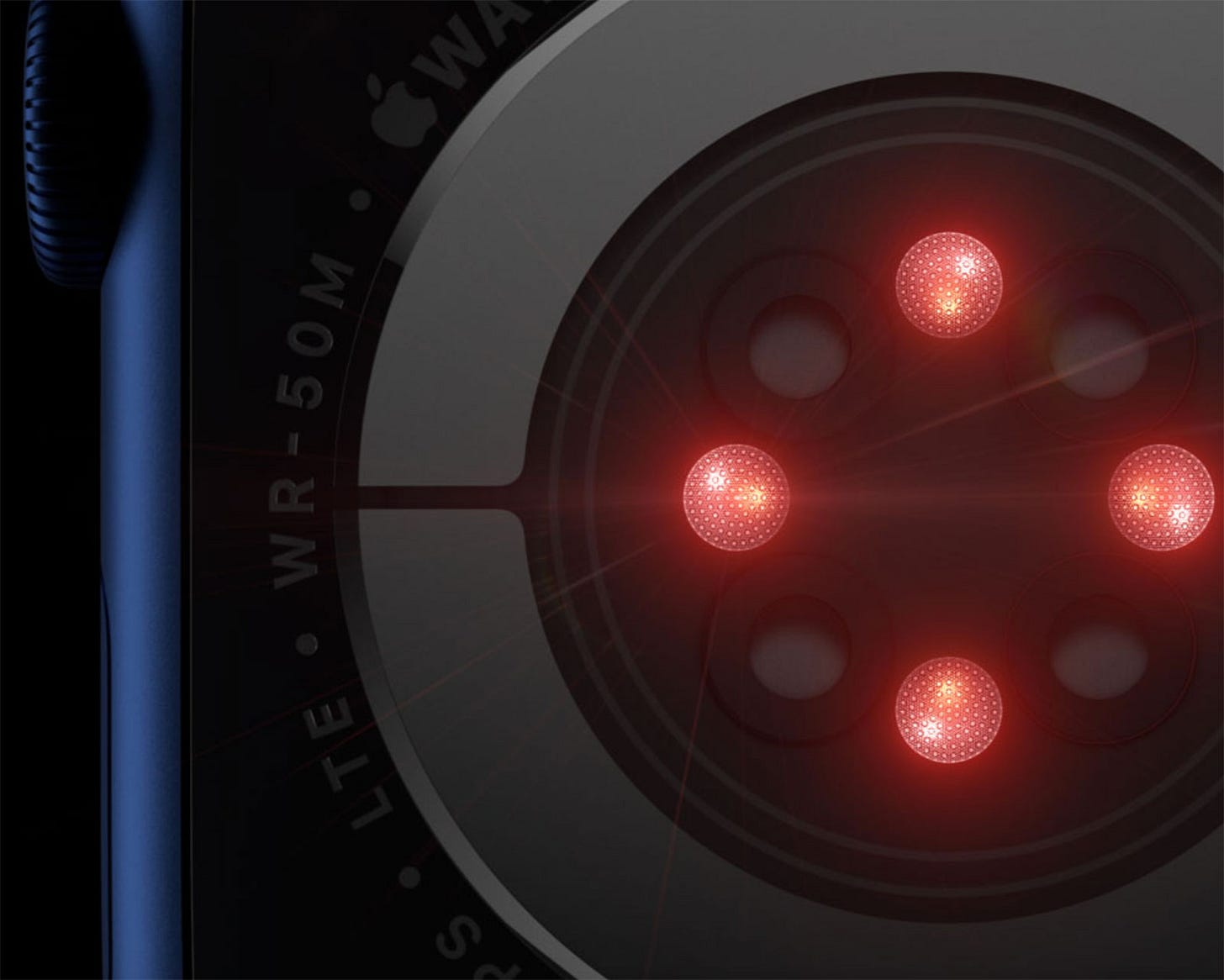 Sensores de luz infrarroja para medir saturación de oxígeno en sangre con el Apple Watch Series 6