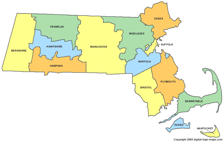 Massachusetts Counties Map