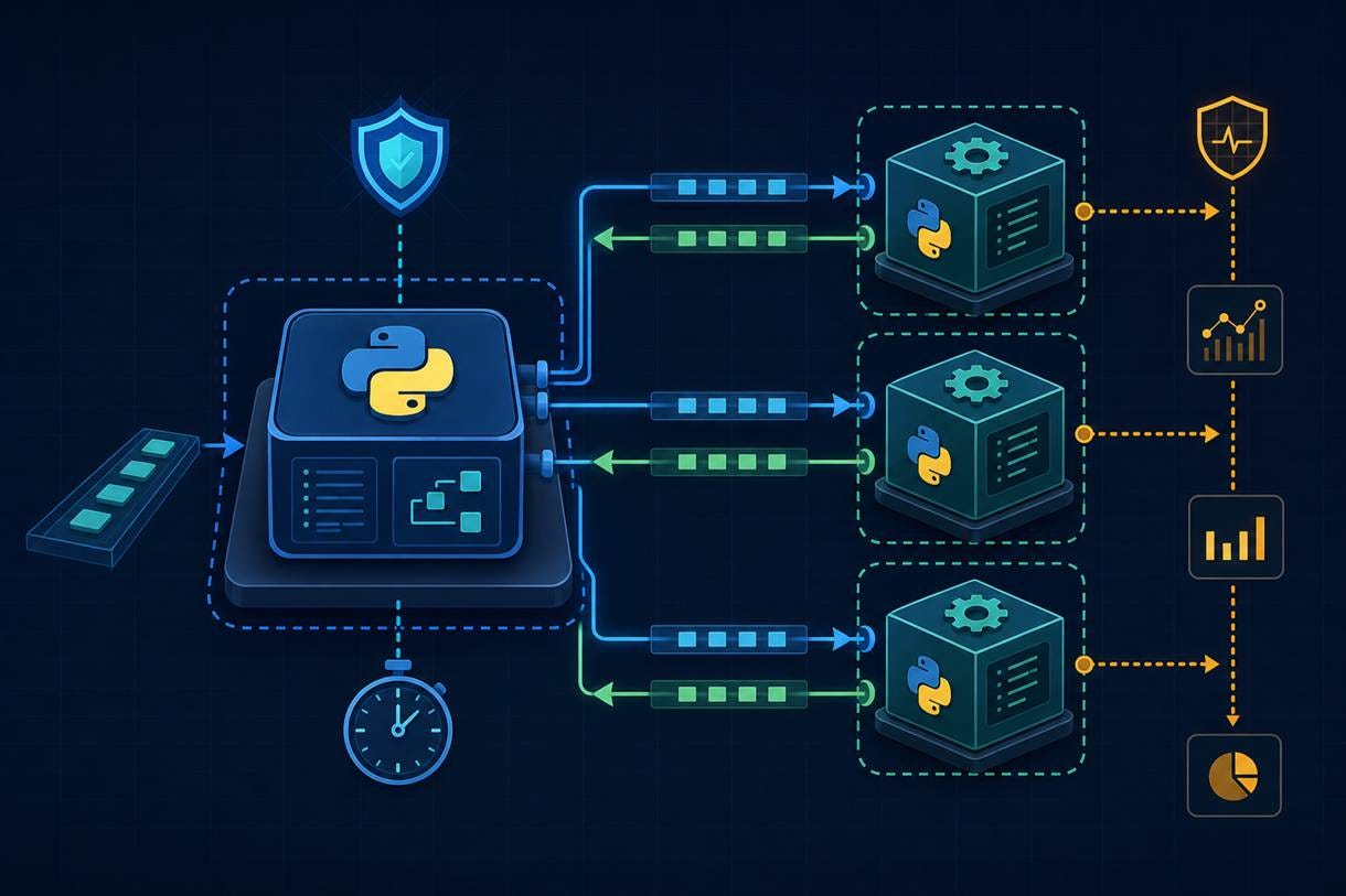 Diagram showing the application harness in one process and the agent in a separate worker process. Building a Minimal Agent Harness in Python