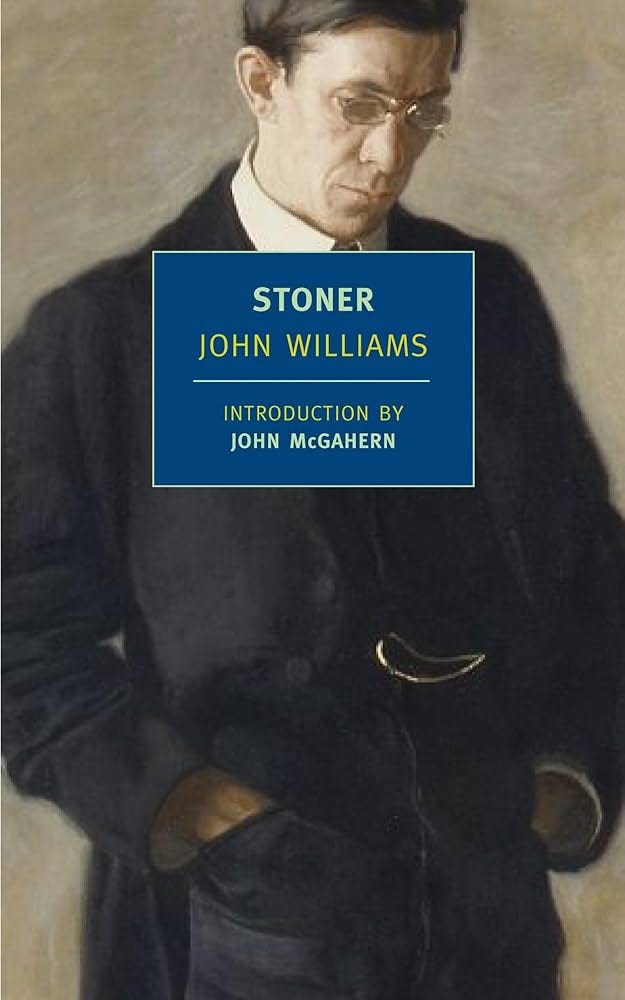 Stoner book cover showing a man with hands in pocket