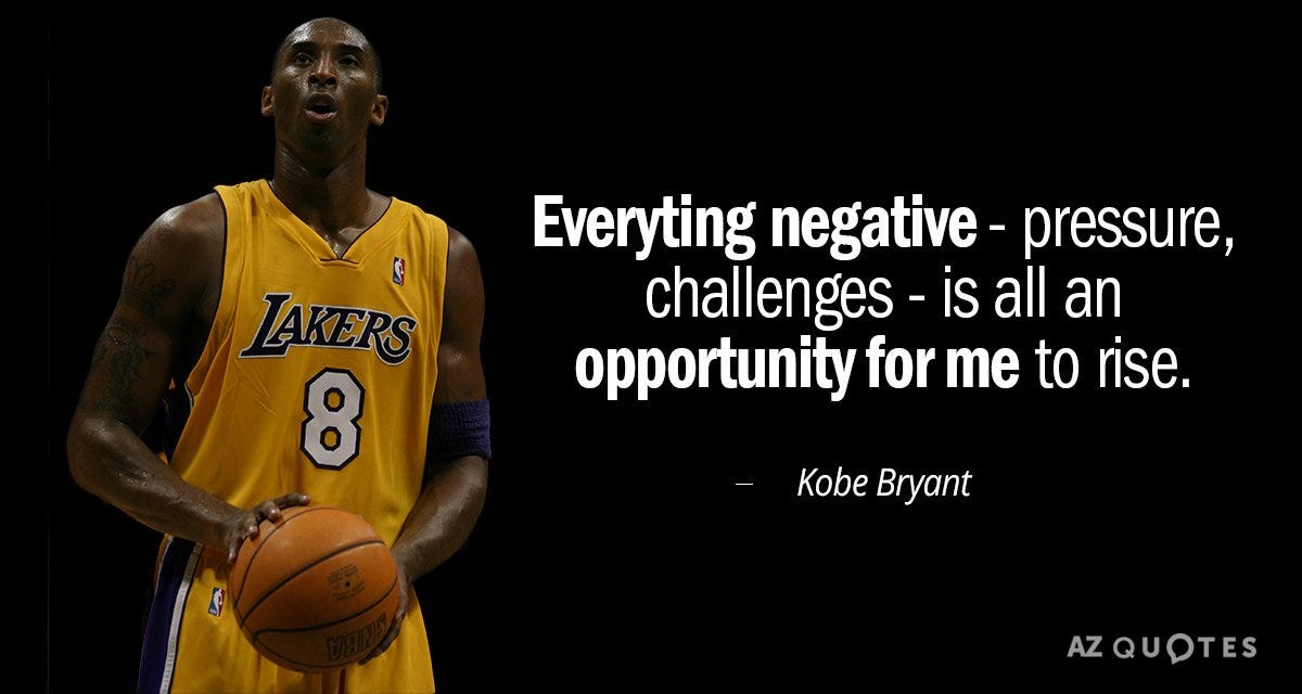 Kobe Bryant quote: Everyting negative - pressure, challenges - is all an opportunity... Kobe Bryant quote: Everyting negative - pressure, challenges - is all an opportunity...