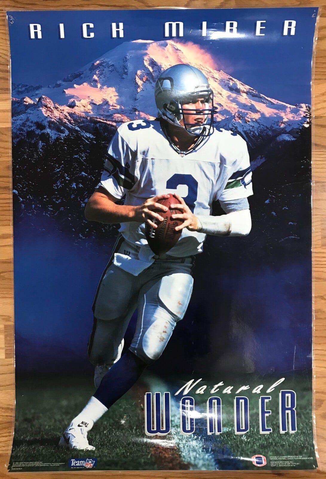 Rick Mirer 1993 Natural Wonder Football Poster 23x35 Seattle Seahawks NFL |  eBay