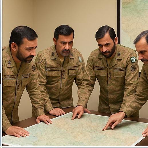 Scene depicting Pakistani diplomats sharing strategic evidence and analysis at an international press forum.