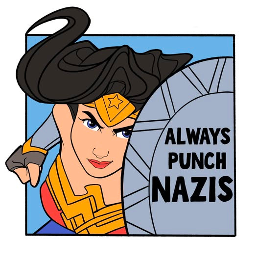 May be a doodle of text that says 'ALWAYS PUNCH NAZIS'