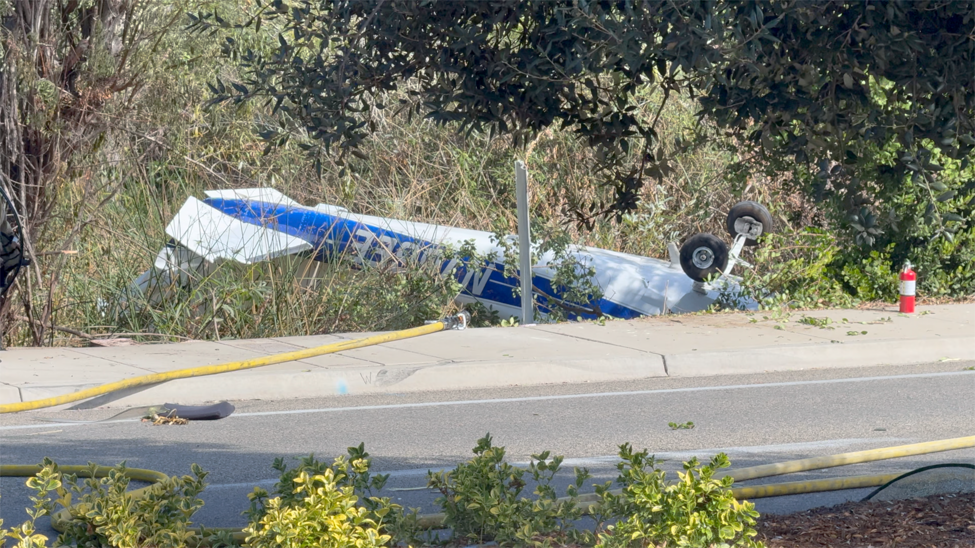 Plane Crash Sparks Small Brush Fire in Fallbrook, Roadway Closed