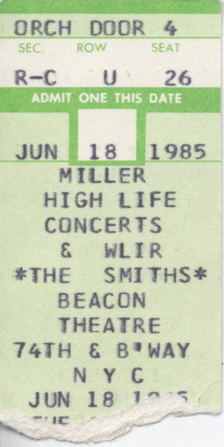 Jun 18, 1985: The Smiths / Billy Bragg at Beacon Theatre New York, New  York, United States | Concert Archives
