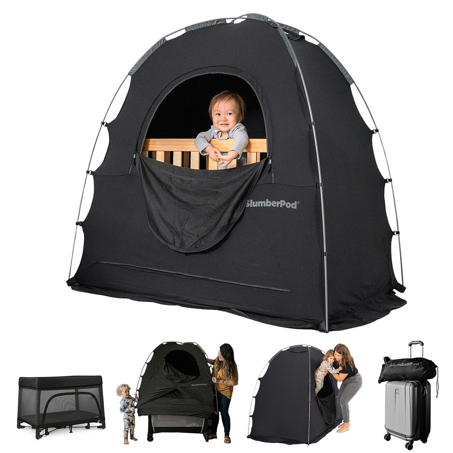 SlumberPod The Original Blackout Sleep Tent Travel Essential para bebés y  niños pequeños, mini cuna y