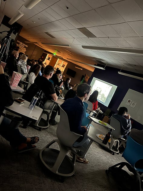 Attendees at the Alcohol in Space event engaging in discussions, building connections, and enjoying the screening of Alcohol in Space at Circuit Launch.
