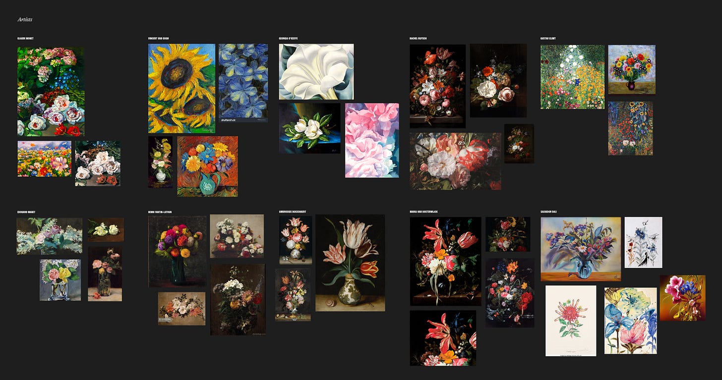 Collection of flowers as visual inspiration
