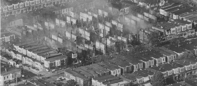 An unprecedented urban tragedy: the aftermath of the 1985 MOVE bombing in Philadelphia. An unprecedented urban tragedy: the aftermath of the 1985 MOVE bombing in Philadelphia.