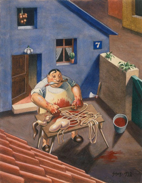 Small town at day (the butcher) 1923. (p - Georg Scholz as art print or ...