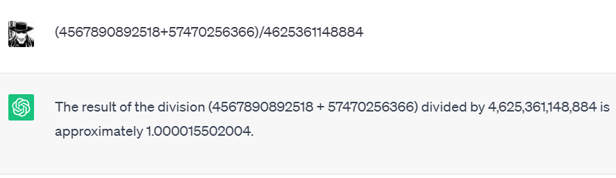 A simple arithmetic problem that ChatGPT cannot solve.