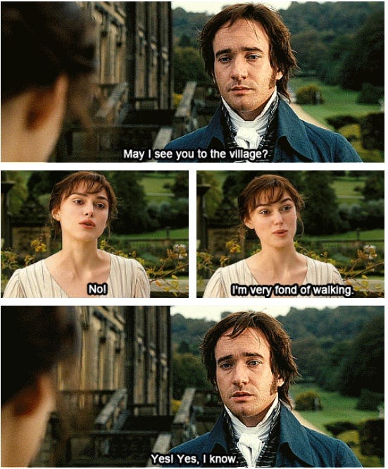 Pride & Prejudice - I love Darcy's earnestness in this scene. awww