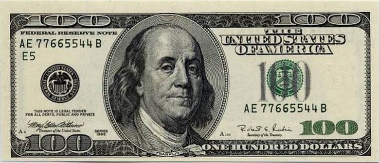 Benjamin Franklin On Money: $100 - One Hundred Dollar Bill