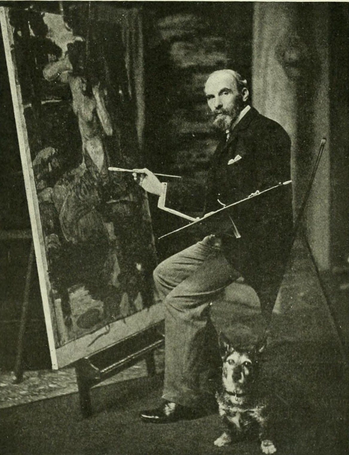 Photograph of Waterhouse in his studio Photograph of Waterhouse in his studio