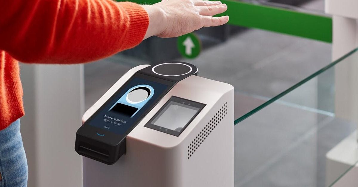 Amazon's palm reader offers a new way to pay at stores | Biometric devices, Biometrics ...