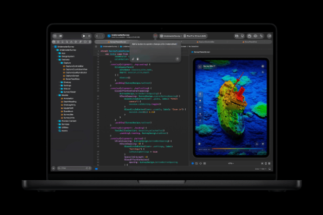 Developers can build and test their apps with blazing-fast compile times in Xcode on the 14-inch MacBook Pro with M6.