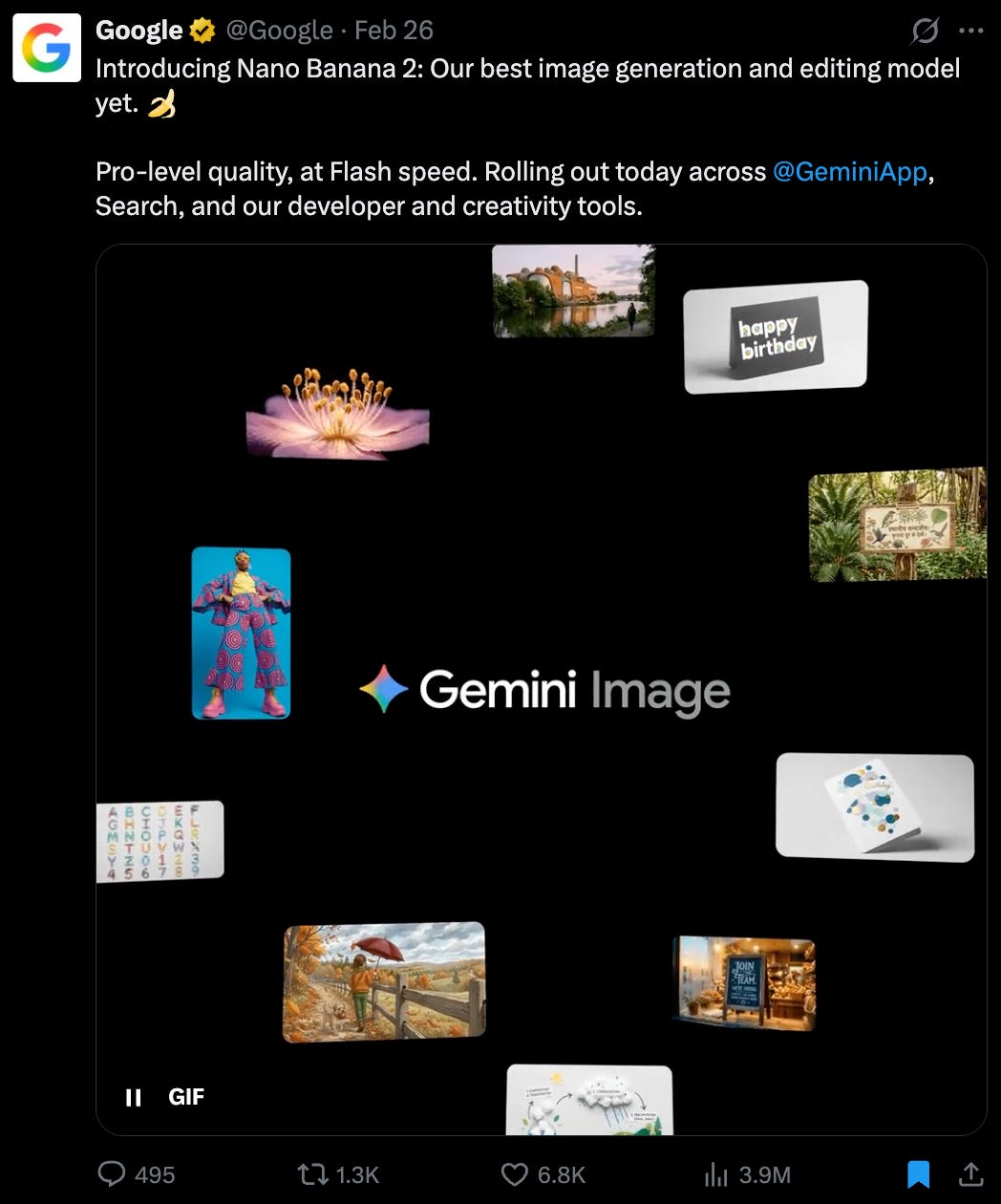 Tweet showing Nano Banana 2 launch