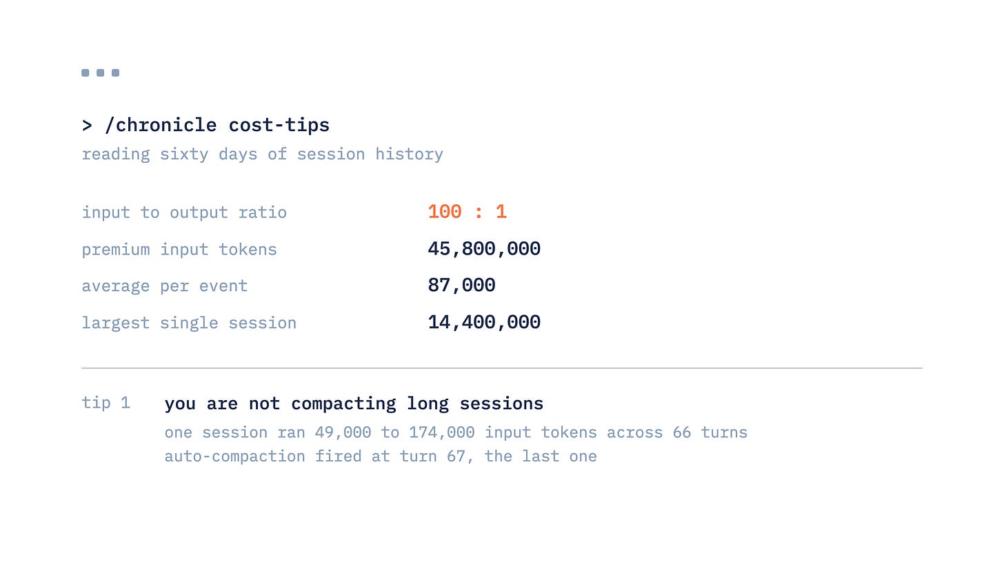 the two terminal screenshots, the cost-tips output and the session-limit prompt