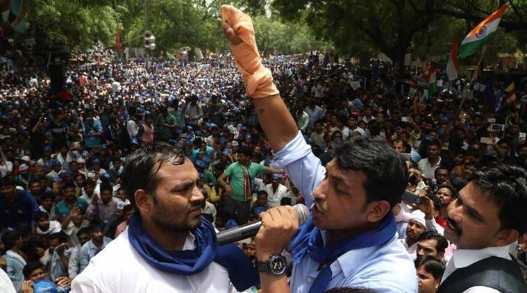 Saharanpur violence, Saharanpur clashes, bhim army, jantar mantar protest, chandrashekhar, dalit protests, dalit-thakur clash, uttar pradesh, delhi news, india news, indian express