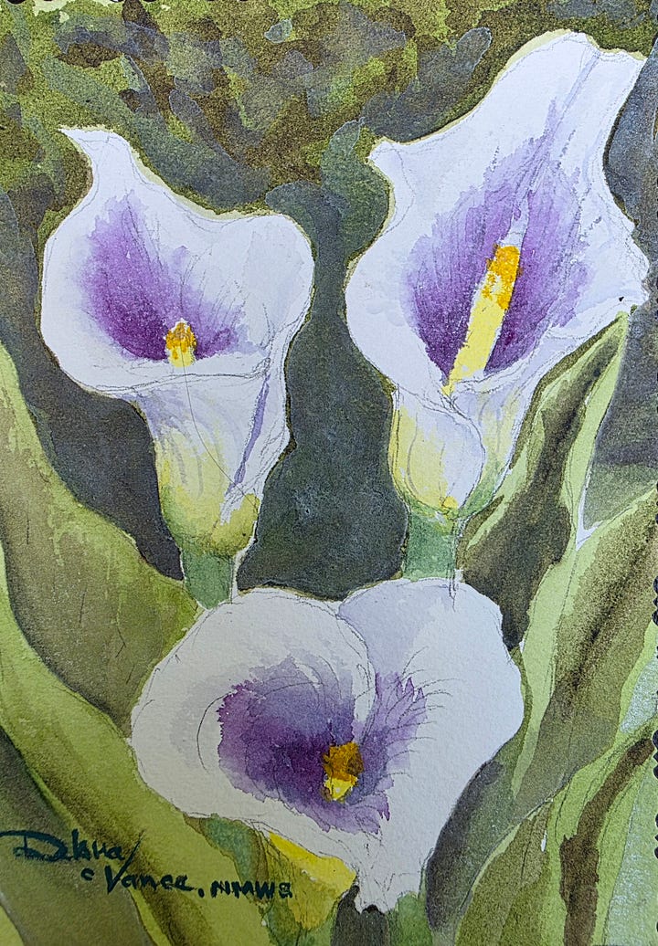 Four of Debra Vance's Watercolor paintings. 