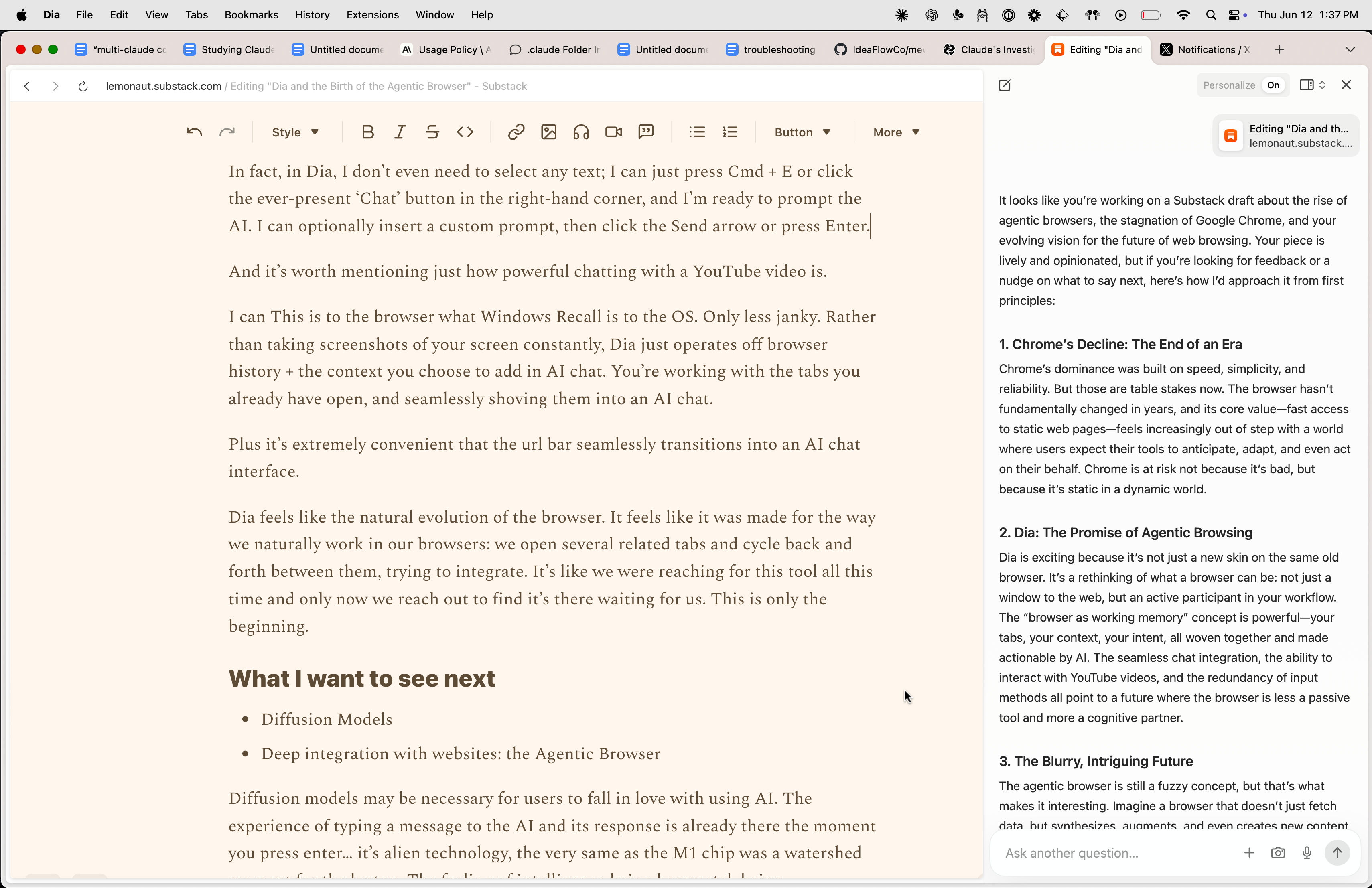 Dia and the Future of Agentic Browsing