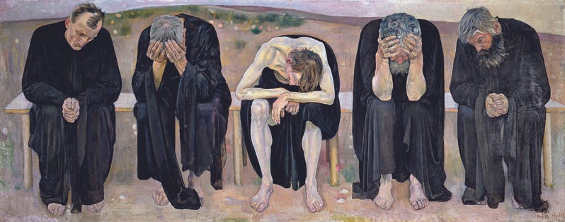Ferdinand Hodler, ‘The Disappointed Souls (Les âmes déçues)’, 1892, Painting, Oil on canvas, Guggenheim Museum