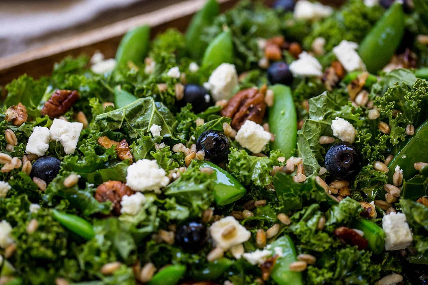 blueberry, kale, salad, farro