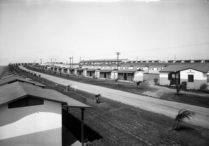 The Olympic Village in Baldwin Hills were neat rows of box-like homes made for the 1932 Los Angeles Olympic Games. | Dick Whittington Studio Collection, USC Libraries