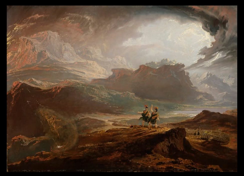 Two men in kilts on a moor