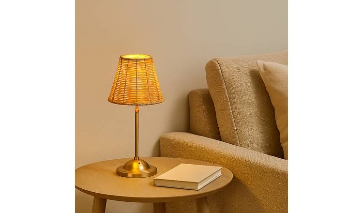 Searchlight Rattan Rechargeable LED Table Lamp - Natural 0 Searchlight Rattan Rechargeable LED Table Lamp - Natural 0
