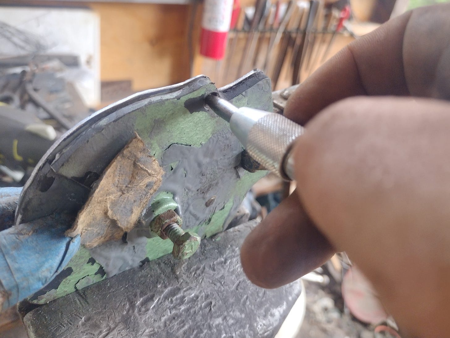 Center punching to mark the holes