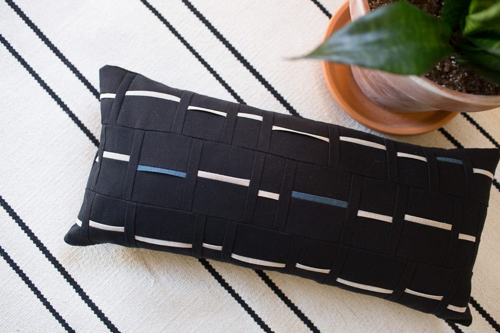 Black + Blue Pathway Pillow - Noodlehead