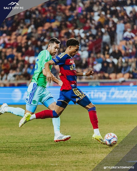 Real Salt Lake saw 5 RSL Academy alums feature in a 2-1 win over Seattle in the home opener, Saturday, Feb. 28, 2026 in Sandy, Utah. (Photos: Tyler Staten for Salt City Soccer)