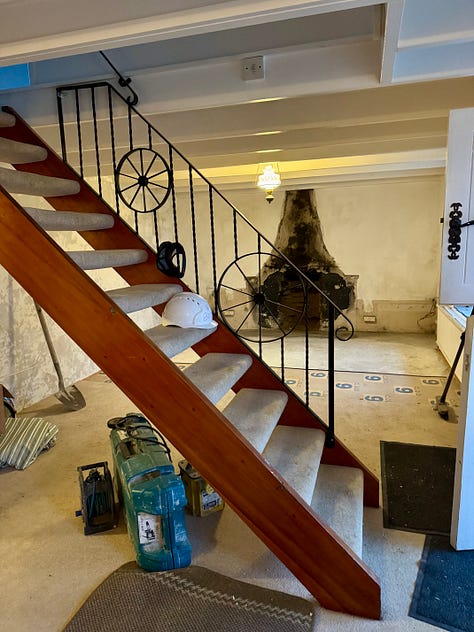 Five pictures of a much improved and cleared fireplace are after the rubble has been cleared from the builder drilling and smashing off the surrounds. 