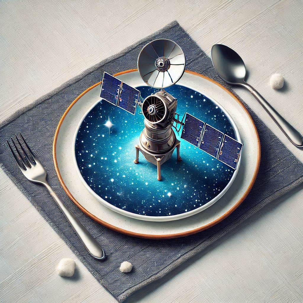 a satellite on a dinner plate