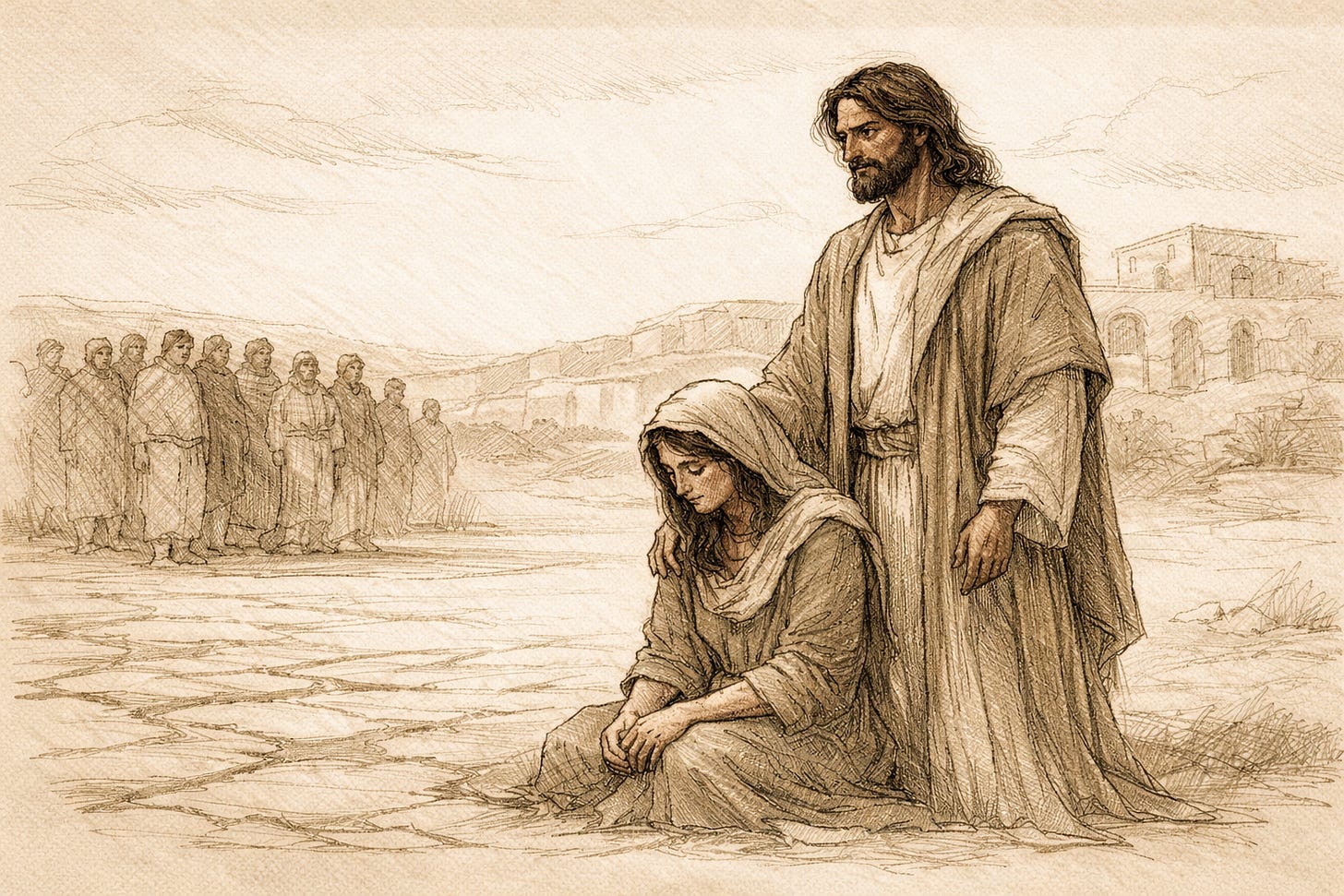 “Let the one without sin cast the first stone.” In that moment, Jesus did more than stop an execution. He exposed the illusion of separation beneath condemnation itself. The crowd saw a sinner. He saw a soul. This is the heart of spiritual awakening: no one is reduced to their worst moment, and the divine image remains deeper than every human error.