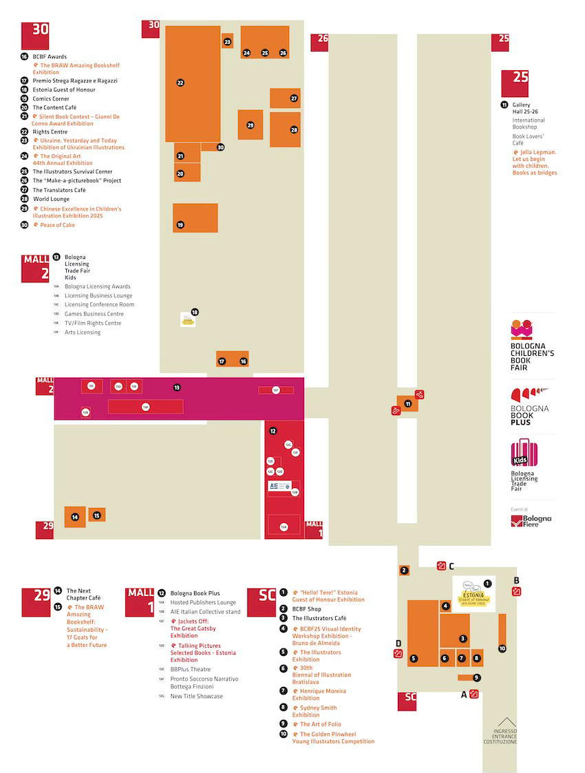 Plan of the layout of Bologna Children’s Book Fair 2025
