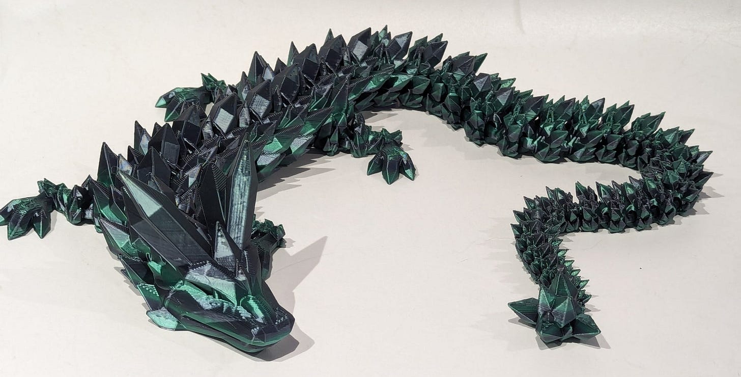 Large 3D Printed Dragon - Spikey