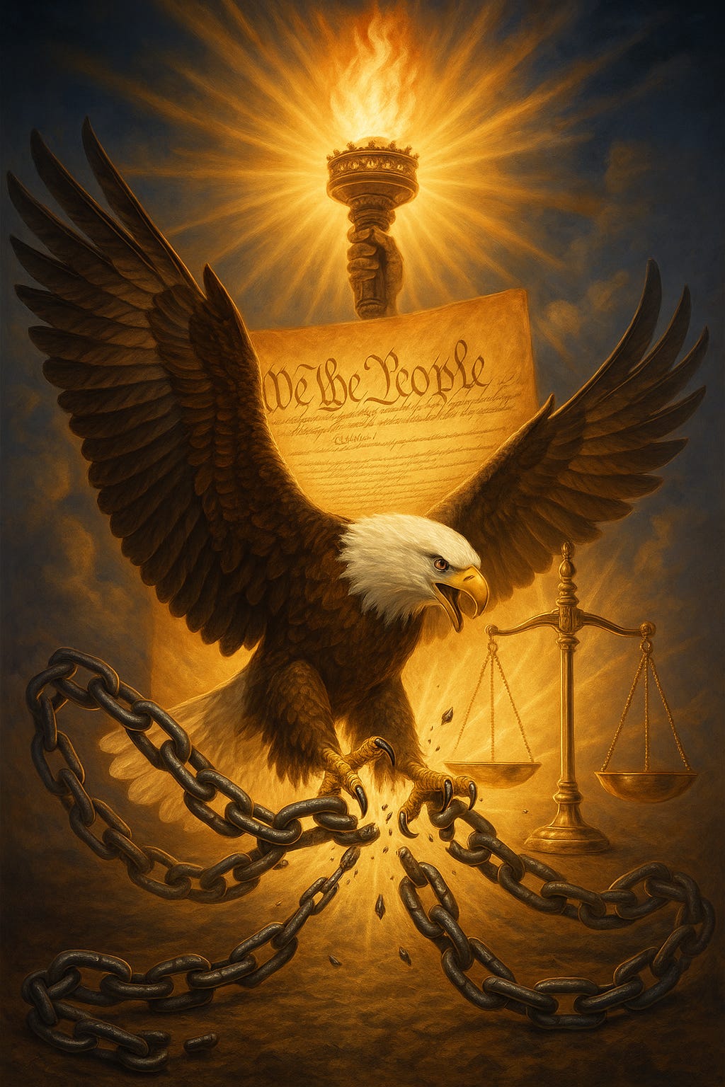 Symbolic representation of constitutional disruption and liberty enhancement themes